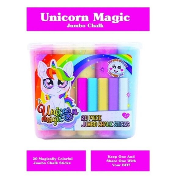 Unicorn Jumbo Sidewalk Chalk Tub 20 Pieces Magic Unicorn Multicolor - Picture 4 of 12